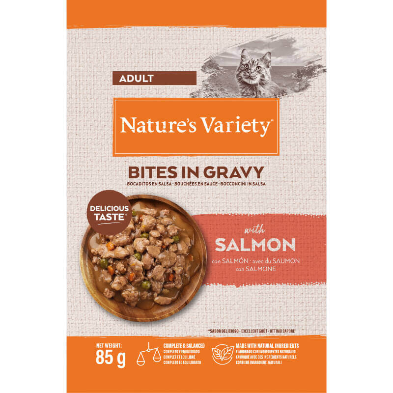 Nature's Variety Bites in Gravy Cat Adult losos v omaki, vrečka - 85 g - 85 g