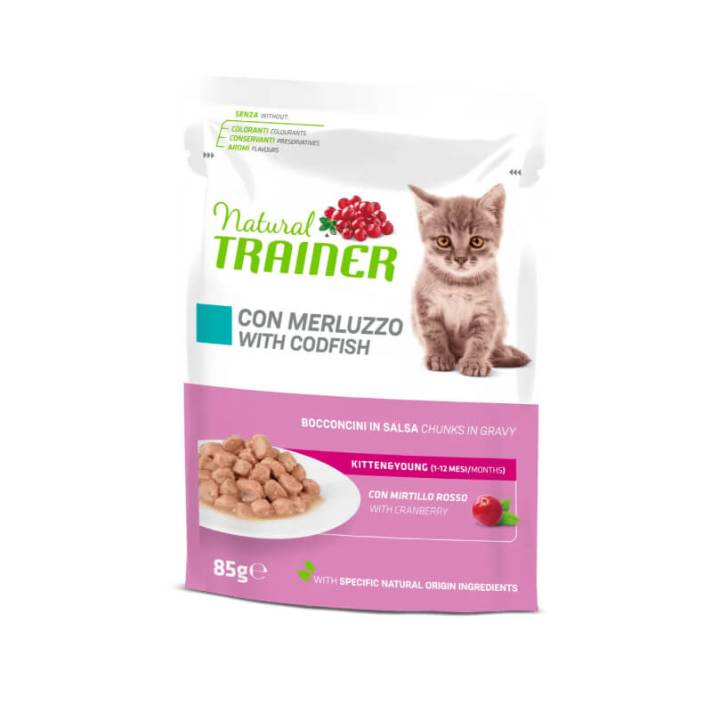 Natural Trainer Cat Kitten&Young, vrečka - polenovka - 85 g - 85 g