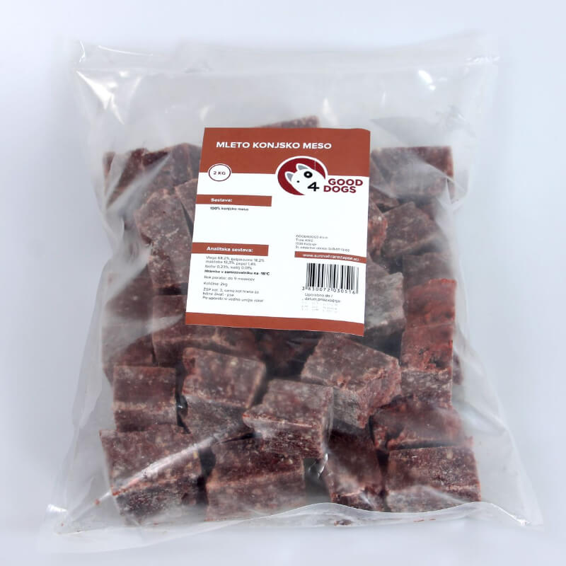 Good4Dogs mleto konjsko meso za pripravo obroka, kocke - 2 kg