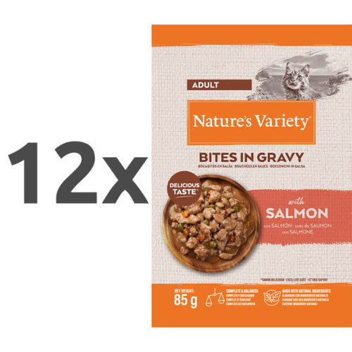 Nature's Variety Bites in Gravy Cat Adult losos v omaki, vrečka - 85 g - 12 x 85 g