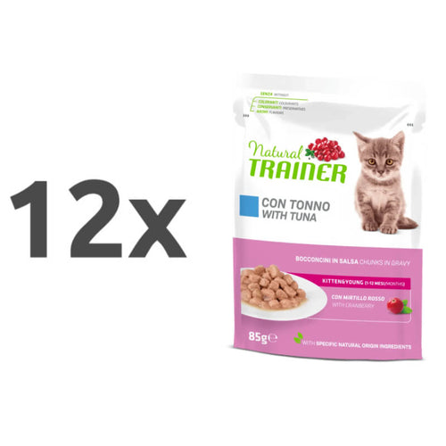 Natural Trainer Cat Kitten&Young, vrečka - tuna - 85 g - 12 x 85 g