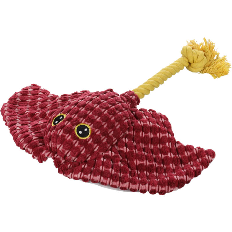 Flamingo Ceano plišasti skat z vrvjo, bordo rdeč - 25 x 24 x 7 cm