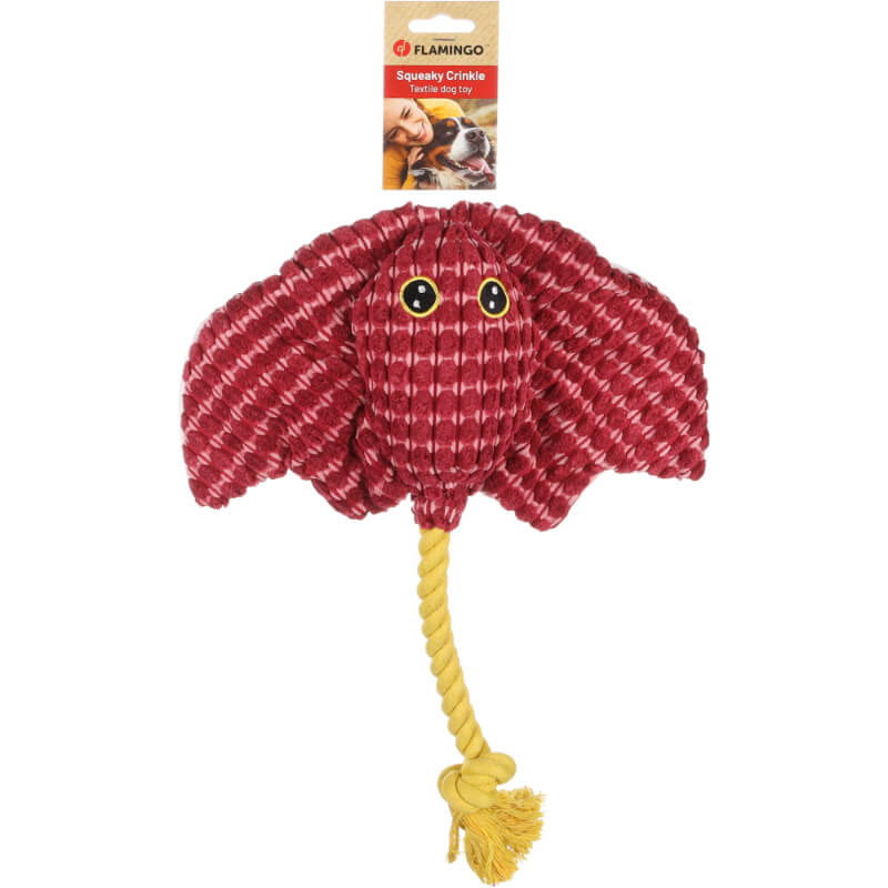 Flamingo Ceano plišasti skat z vrvjo, bordo rdeč - 25 x 24 x 7 cm (2)