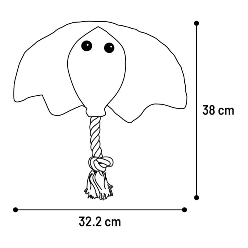 Flamingo Ceano plišasti skat z vrvjo, bordo rdeč - 25 x 24 x 7 cm (3)