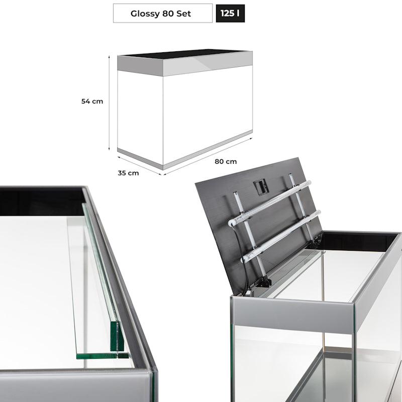 Aquael akvarij Glossy ST 80 Day&Night, siv - 125 L / 80 x 35 x 54 cm (3)
