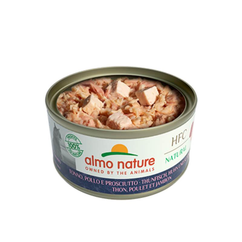 Almo Nature HFC Natural konzerva – tuna, piščanec in šunka – 70 g (2)