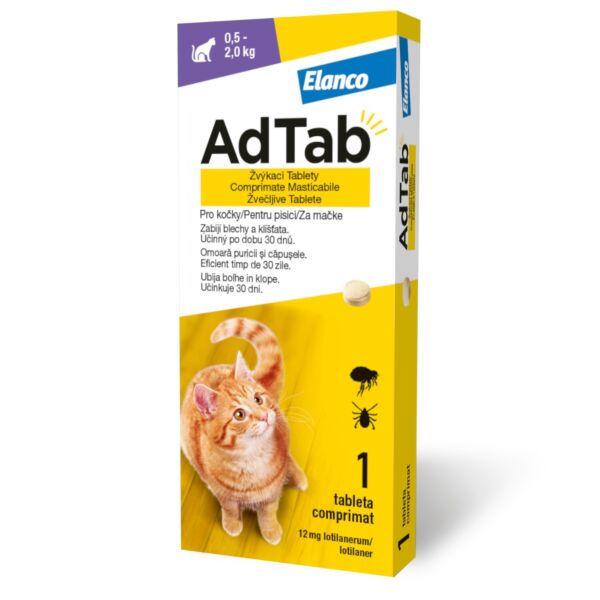 AdTab tableta proti zajedalcem za mačke, 0.5-2kg/12mg