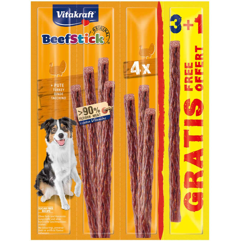 Vitakraft Beef Stick palčka - puran, 3+1 GRATIS
