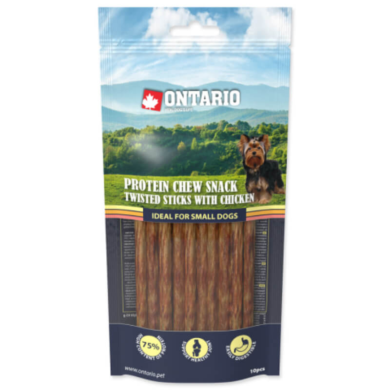 Ontario Dog Protein posladek palčke Twisted 10/1 - piščanec, 12,7 cm