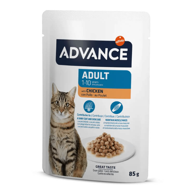 Advance Cat Adult koščki v omaki, vrečka - piščanec - 85 g