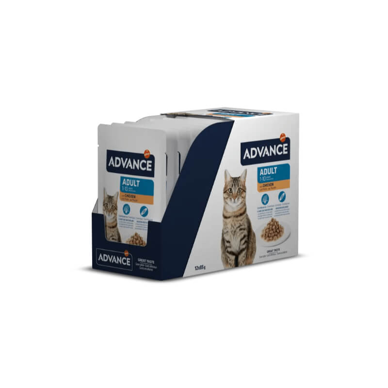 Advance Cat Adult koščki v omaki, vrečka - piščanec - 85 g - 12 x 85 g