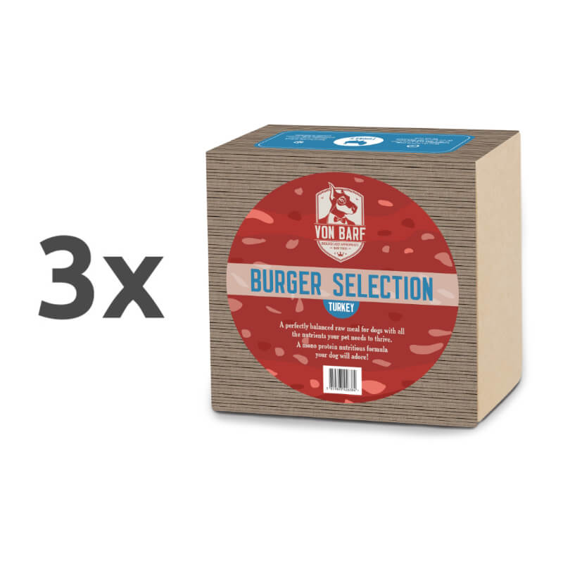 Von Barf Burger Selection, puran - 1kg (5 x 200 g) - 3 x 1 kg