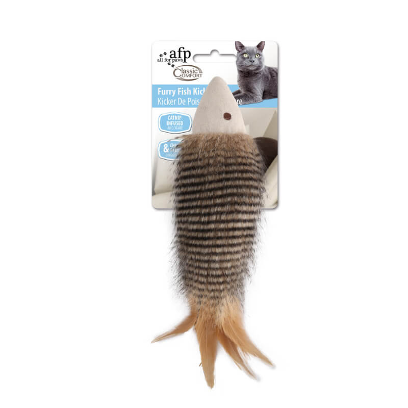 All For Paws Furry Fish Kicker plišasta riba z mačjo meto - 35 cm