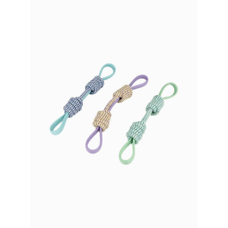 Pawise Play-N-Tug Twins gumijasti aport z vrvjo, različne barve - 31,5 cm