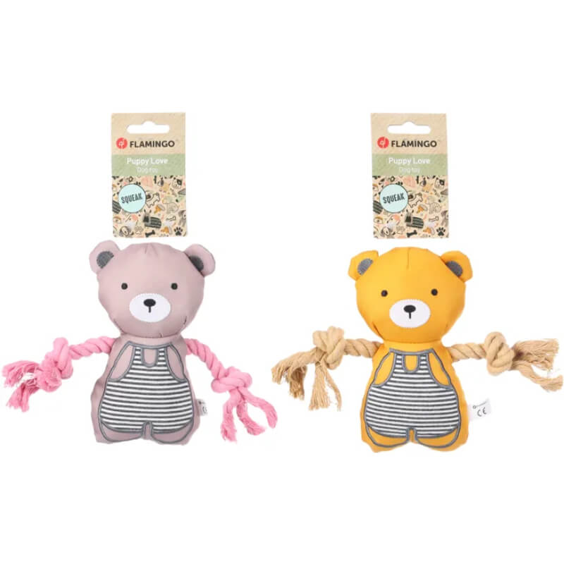 Flamingo Britty igrača medvedek z vrvjo, različne barve - 17,5 x 21 cm (2)