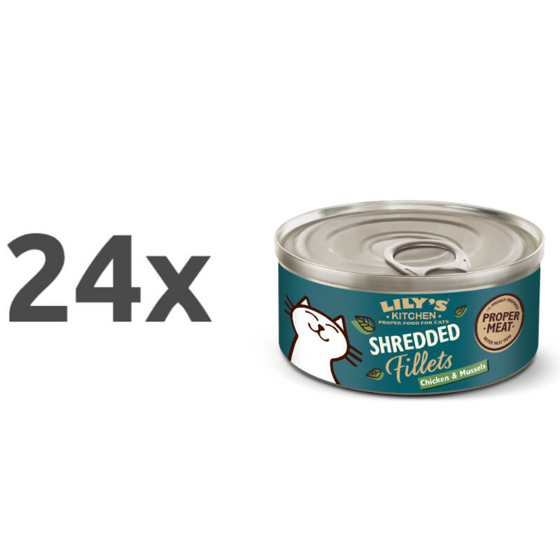 Lily's Kitchen Shredded Fillets koščki mesa v omaki - piščanec in školjke - 70 g - 24 x 70 g