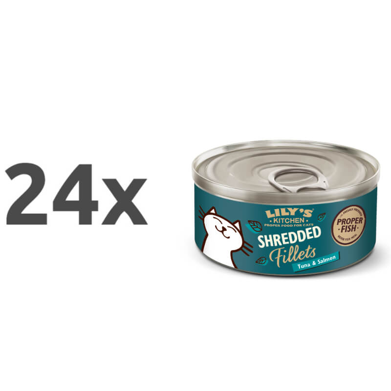 Lily's Kitchen Shredded Fillets koščki mesa v omaki - tuna in losos - 70 g - 24 x 70 g