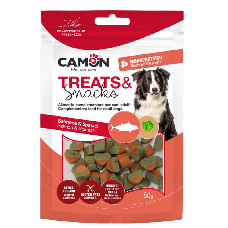 Camon Treats&Snacks posladek majhni srčki, losos in špinača - 80 g