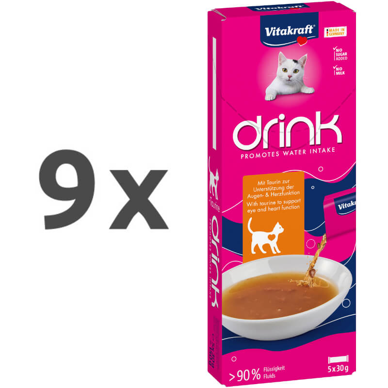 Vitakraft Drink tekočina za spodbujanje pitja mačke, piščanec - 5 x 30 g - 9 x 150 g