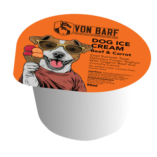 Von Barf Dog Ice Cream pasji sladoled, govedina in korenje - 90 ml