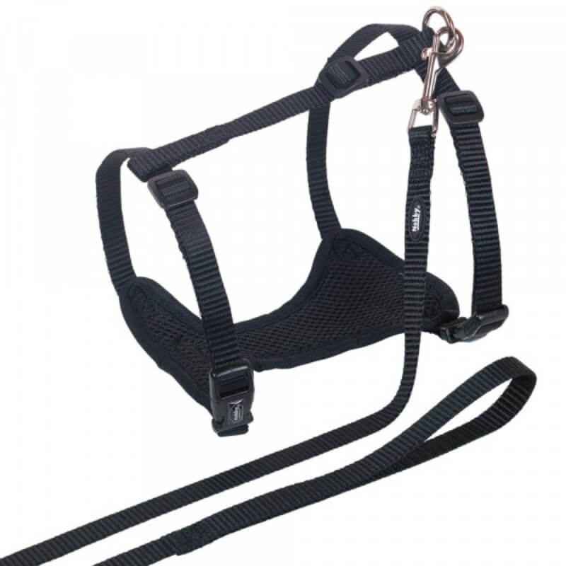 Nobby oprsnica s povodcem Mesh za mačke, črna - 30-40 cm / 33-50 cm