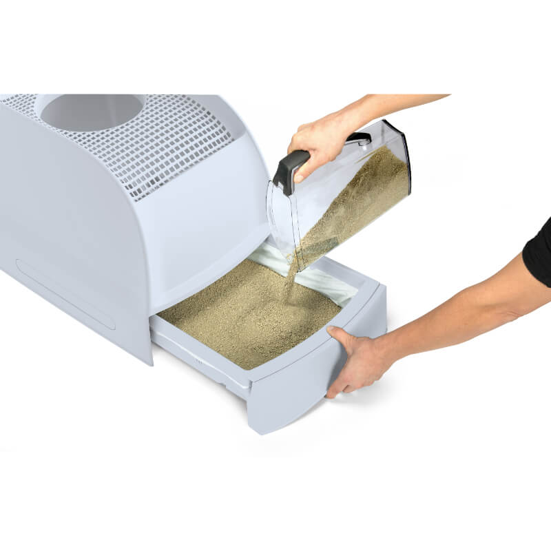 IMAC Frida pokrito mačje stranišče s predalom, sv. modro - 56 x 40 x 43,5 cm (2)