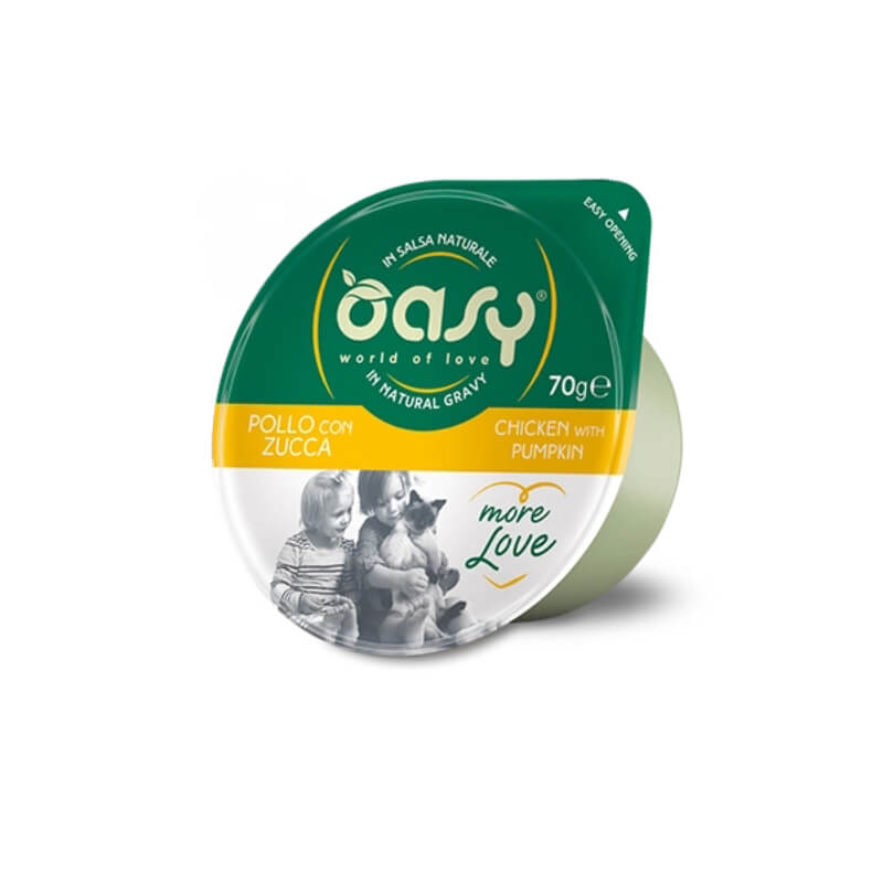 Oasy More Love Adult piščanec in buča v naravni omaki, lonček - 70 g - 70 g