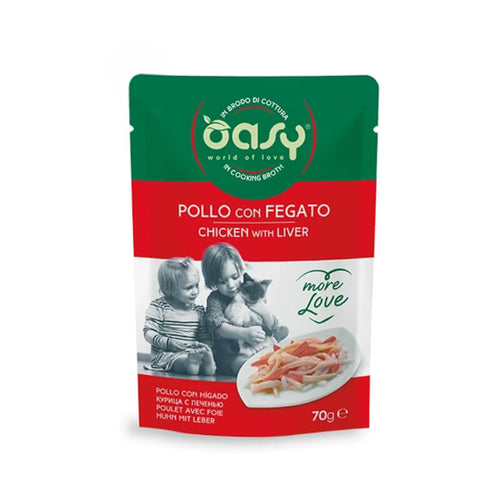 Oasy More Love Adult piščanec in jetrca v juhi, vrečka - 70 g