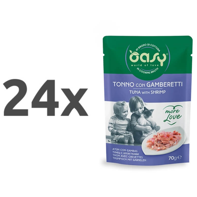 Oasy More Love Adult tuna in rakovica v juhi, vrečka - 70 g - 24 x 70 g