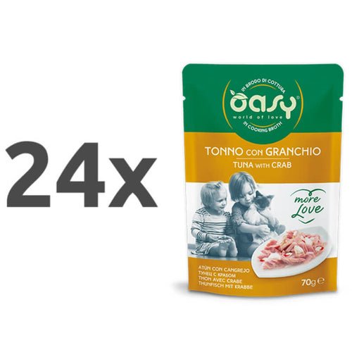 Oasy More Love Adult tuna in rakovice v juhi, vrečka - 70 g - 24 x 70 g