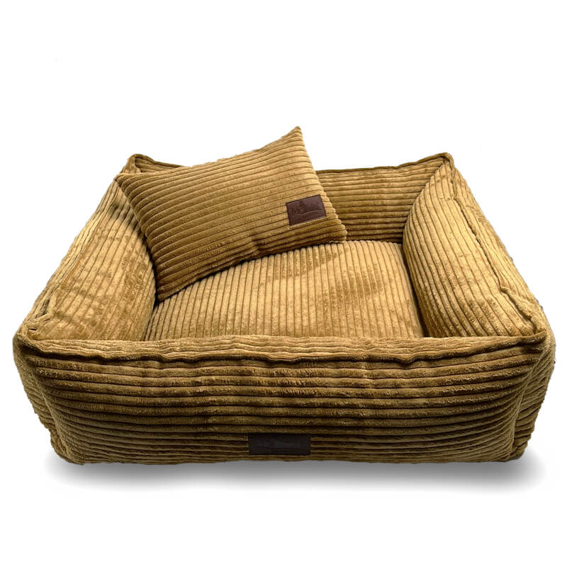 Meduza ležišče Lincoln iz žameta, različne velikosti - oker - 65 x 55 cm (3)