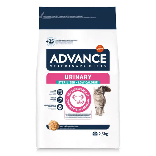 Advance vet. dieta za mačke Urinary Sterilized Low Calorie - piščanec - 2,5 kg