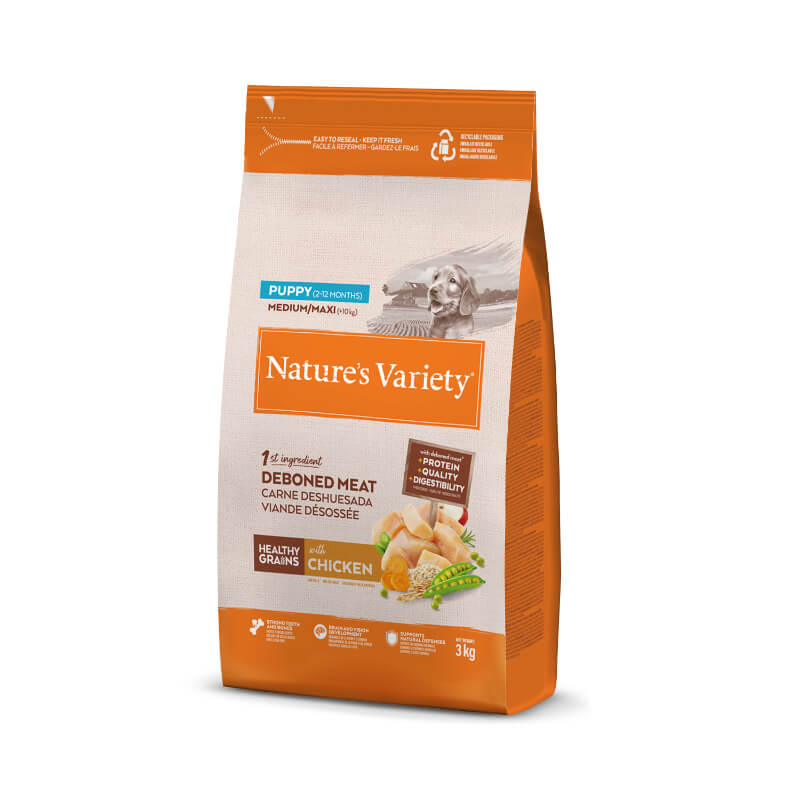 Nature's Variety Healthy Grains Dog Med/Max Puppy - piščanec - 3 kg