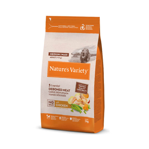 Nature's Variety No Grain Dog Med/Max Adult - piščanec - 3 kg