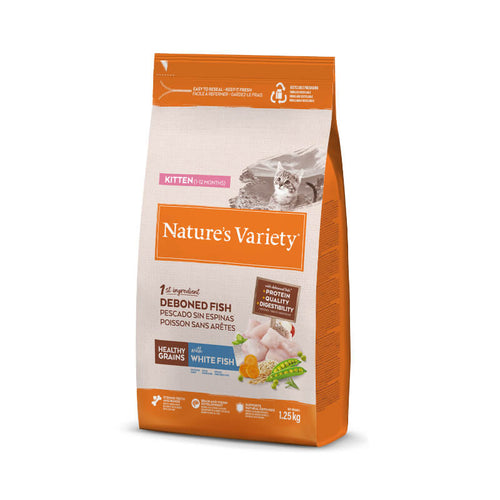Nature's Variety Healthy Grains Cat Kitten - bela riba - 1,25 kg