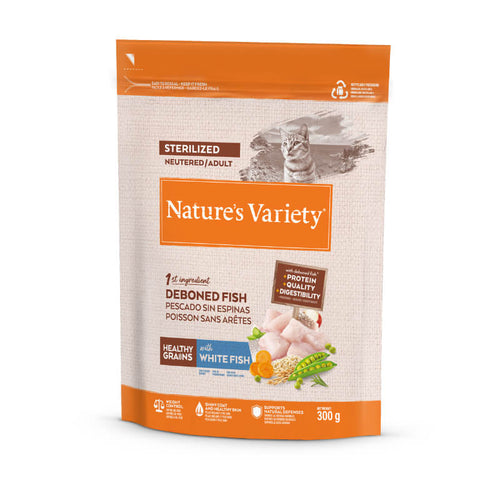 Nature's Variety Healthy Grains Cat Sterilized Adult - bela riba - 300 g