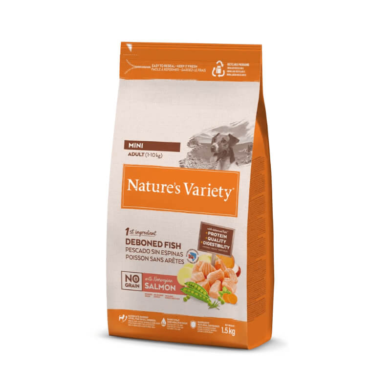 Nature's Variety No Grain Dog Mini Adult - losos - 1,5 kg