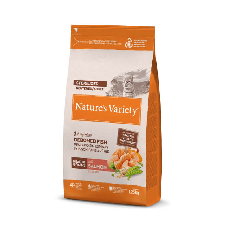 Nature's Variety Healthy Grains Cat Sterilized Adult - losos - 1,25 kg