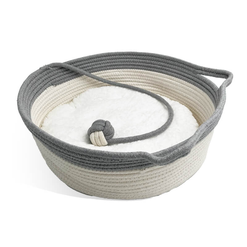 Pawise pleteno mačje ležišče, sivo-bež - 40 cm