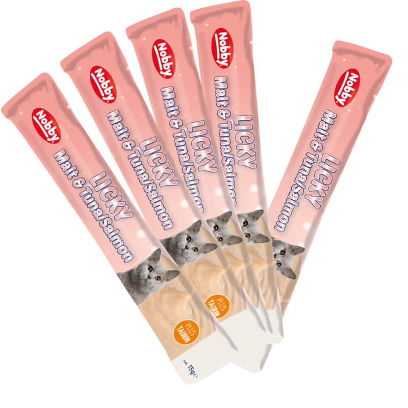 Nobby StarSnack Cat Licky krema, losos in slad - 5 x 15 g (2)