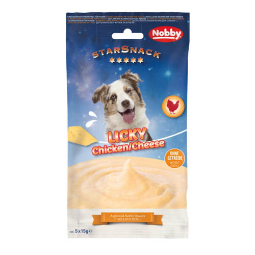 Nobby StarSnack Dog Licky krema, piščanec in sir - 5 x 15 g