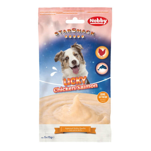 Nobby StarSnack Dog Licky krema, piščanec in losos - 5 x 15 g