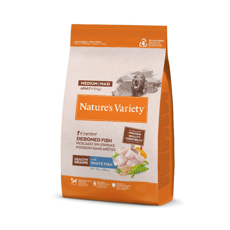 Nature's Variety Healthy Grains Dog Med/Max Adult - bela riba