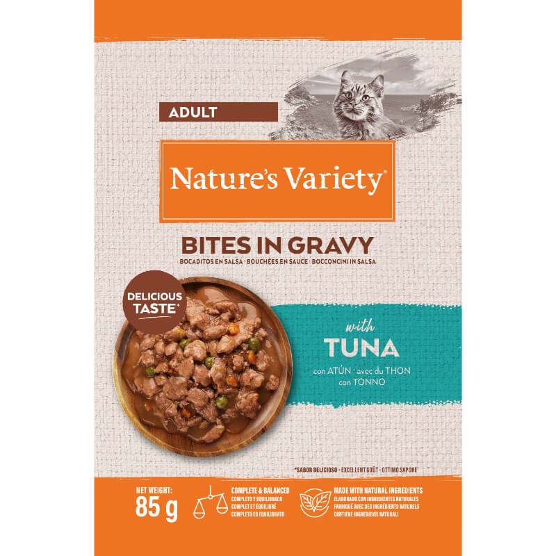 Nature's Variety Bites in Gravy Cat Adult tuna v omaki, vrečka - 85 g