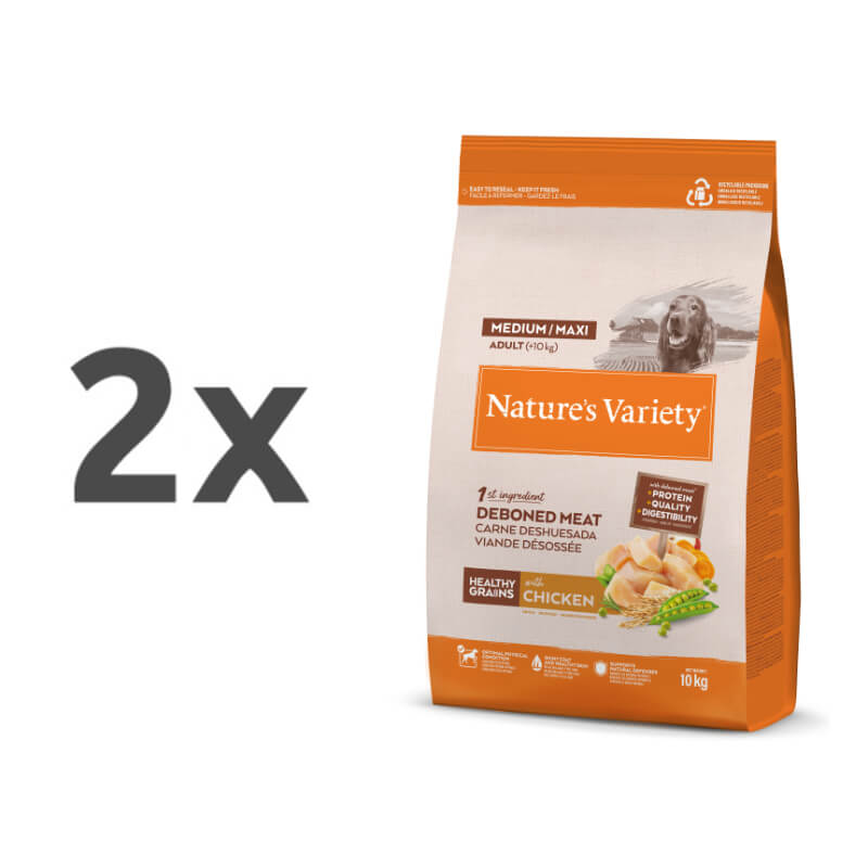 Nature's Variety Healthy Grains Dog Med/Max Adult - piščanec - 2 x 10 kg