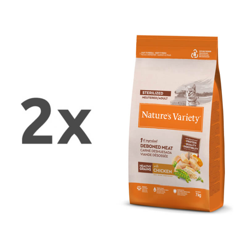 Nature's Variety Healthy Grains Cat Sterilized Adult - piščanec - 2 x 7 kg