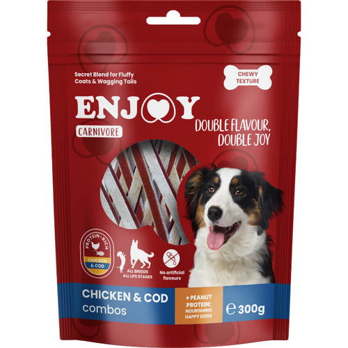 Enjoy Carnivore Combos žvečljivi trakovi, piščanec in trska - 300 g