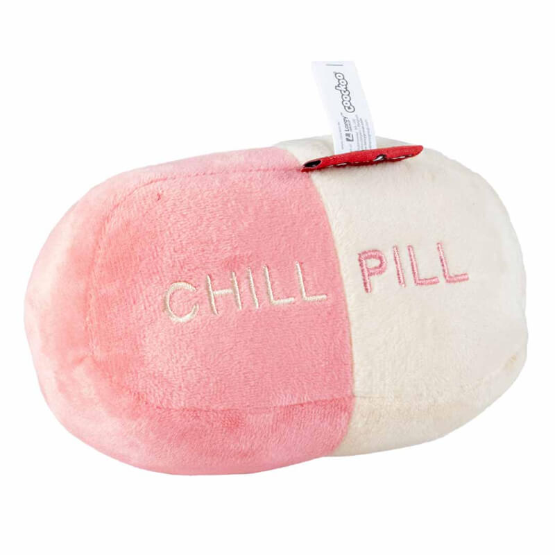 Coockoo plišasta igrača Chill Pill z mačjo meto, belo-roza - 16 x 7 x 9 cm