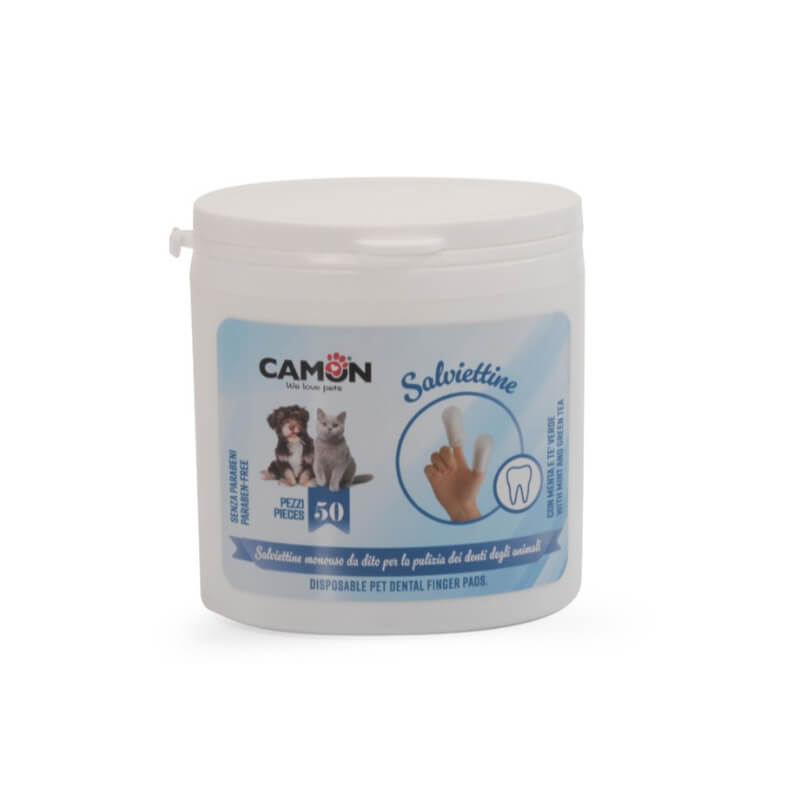 Camon naprstne čistilne krpice za pasje in mačje zobke - 50 kos