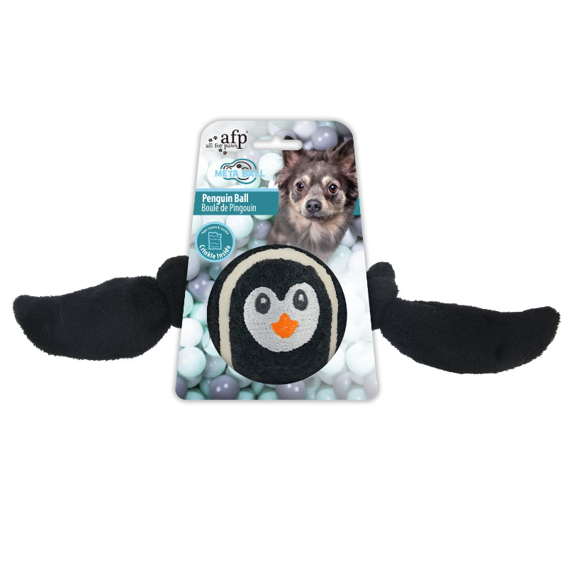 All For Paws Meta Ball teniška žogica s krili, pingvin - 28 x 6,5 cm